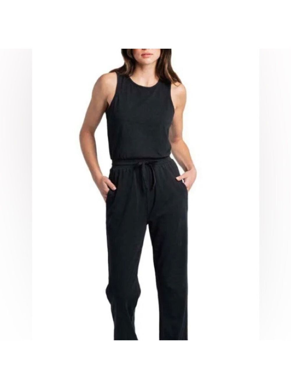 Lole| Black Sleeveless Black Jumpsuit. Keyhole back.